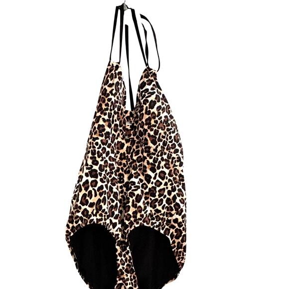 Leopard animal print swimsuit one piece black tan plus size 1X 16-18W beachy - Picture 1 of 7
